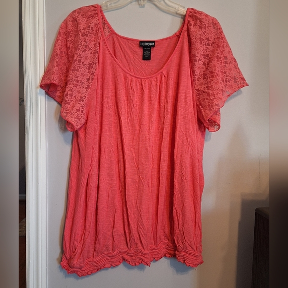 Lane Bryant Tops - Lane Bryant Coral Lace Sleeve Blouse Bundle 2 For $10